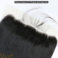 Uneed 13X4 Frontal Hd Lace Frontal 18 Inch Straight Frontal Human Hair Transparent Hd Frontal Closure 150 Density Natural Hairl