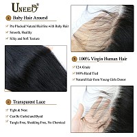 Uneed 13X4 Frontal Hd Lace Frontal 18 Inch Straight Frontal Human Hair Transparent Hd Frontal Closure 150 Density Natural Hairl