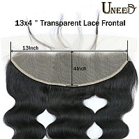 Uneed 13X4 Frontal Hd Lace Frontal 14 Inch Body Wave Frontal Human Hair Transparent Hd Frontal Closure 150 Density Natural Hair