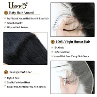 Uneed 13X4 Frontal Hd Lace Frontal 14 Inch Body Wave Frontal Human Hair Transparent Hd Frontal Closure 150 Density Natural Hair