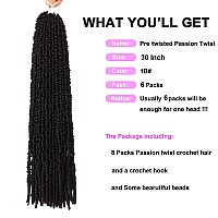 Outernice 6 Packs Pretwisted Passion Twist Crochet Hair 30 Inch Pretwisted Spring Twist Crochet Hair For Black Women Prelooped P