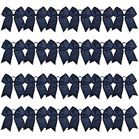 24 Pcs 8 Large Cheer Bows Navy Blue Girl Hair Bows Cheerleading Softball Team Bow Hair Accessories For Cheerleaders Football C