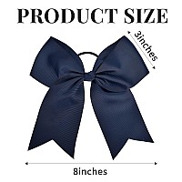 24 Pcs 8 Large Cheer Bows Navy Blue Girl Hair Bows Cheerleading Softball Team Bow Hair Accessories For Cheerleaders Football C