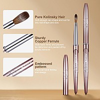 Acrylic Nail Brush Size 6Kemeisi 100 Pure Kolinsky Nail Art Brushes Sturdy Handle Oval Shaped Acrylic Powder Nail Design Tools