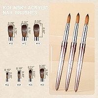 Acrylic Nail Brush Size 4Kemeisi 100 Pure Kolinsky Nail Art Brushes Sturdy Handle Oval Shaped Acrylic Powder Nail Design Tools