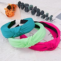 Siquk 15 Pieces Wide Cloth Top Knot Headbands For Women 15 Colors Knotted Headbands Cross Knot Headband Hair Styling Hair Acce