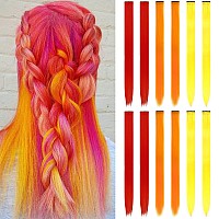 Fentisar 12 Pack Colored Party Highlights Clip In Hair Extensions For Girls 20 Inches Multicolors Straight Hair Synthetic Hairp