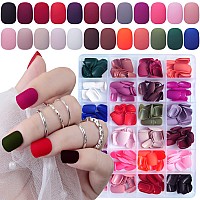 Loveourhome 576Pc Matte Press On Nails Short Round Square Fake Nails Full Cover Acrylic Nails Press Ons Nail Xs Short Sqroval Fa