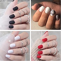 Loveourhome 576Pc Matte Press On Nails Short Round Square Fake Nails Full Cover Acrylic Nails Press Ons Nail Xs Short Sqroval Fa