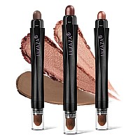 Luxaza 3Pcs Eyeshadow Stickshimmer Red And Matte Brown Cream Eyeshadow Pencil Crayon With Creaseproof Formulawaterproof Lon