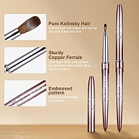 Acrylic Nail Brush Size 2 Kemeisi 100 Pure Kolinsky Nail Art Brushes Sturdy Handle Oval Shaped Acrylic Powder Nail Design Tools