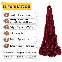 8 Packs French Curly Braiding Hair 24 Inch Loose Wave Spiral Curly Crochet Hair For Black Women Pre Stretched Braiding Hair With