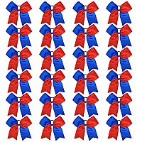 24 Pcs 8 Large Cheer Bows Red Blue Girl Hair Bows Cheerleading Softball Team Bow Hair Accessories For Cheerleaders Football Co