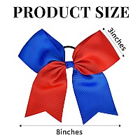 24 Pcs 8 Large Cheer Bows Red Blue Girl Hair Bows Cheerleading Softball Team Bow Hair Accessories For Cheerleaders Football Co