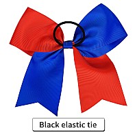 24 Pcs 8 Large Cheer Bows Red Blue Girl Hair Bows Cheerleading Softball Team Bow Hair Accessories For Cheerleaders Football Co