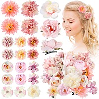 Bbto 21 Pieces Flower Hair Clip Rose Hair Clips Hair Barrettes For Women Flower Hair Accessories Boho Bride Claw Clip Hairpin Br