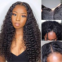 Vivibabi V Part Wig Water Wave Human Hair No Leave Out Upgrade Wigs Human Hair Wig Curly Wigs For Black Women V Part Wigs No Sew