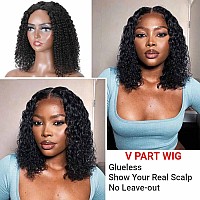 Vivibabi V Part Wig Water Wave Human Hair No Leave Out Upgrade Wigs Human Hair Wig Curly Wigs For Black Women V Part Wigs No Sew