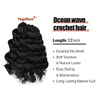 Toyotree Ocean Wave Crochet Hair 12 Inch 8 Packs Jet Black Midlength Curly Deep Wave Crochet Hair Synthetic Ocean Wave Braid