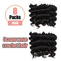 Toyotree Ocean Wave Crochet Hair 12 Inch 8 Packs Jet Black Midlength Curly Deep Wave Crochet Hair Synthetic Ocean Wave Braid