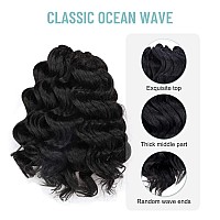 Toyotree Ocean Wave Crochet Hair 9 Inch 8 Packs Jet Black Short Curly Deep Wave Crochet Hair Synthetic Ocean Wave Braiding Ha