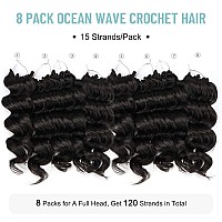 Toyotree Ocean Wave Crochet Hair 9 Inch 8 Packs Jet Black Short Curly Deep Wave Crochet Hair Synthetic Ocean Wave Braiding Ha