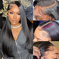 28 Inch 13x6 HD Transparent Lace Frontal Wigs for Black Women Pre Plucked with Baby Hair 150% Density Lace Front Wig Human Hair Bleached Knots Natural Hairline 150% Density Glueless Straight Lace Wig