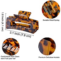 Hair Claw Clips Cutout Tortoise Shell Celluloid Hair Jaw Clips 3 Inches French Design Rectangle Hair Clamp For Women Ladies Moth