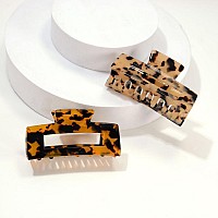 Hair Claw Clips Cutout Tortoise Shell Celluloid Hair Jaw Clips 3 Inches French Design Rectangle Hair Clamp For Women Ladies Moth