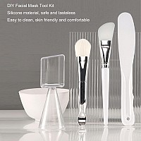 ZJchao 5Pcs/Set DIY Face Mask Mixing Kit, Silicone Brush Soft Bristle Brush Mixing Bowl Mask Spatula Measuring Cup Set for DIY Clay Mask