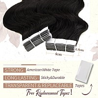 Runature Body Wave Human Hair Tape In Extensions 16 Inch Natural Black Tape In Hair Extensions Human Hair Natural Wave Brazilian