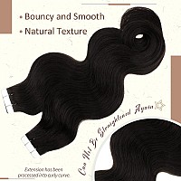 Runature Body Wave Human Hair Tape In Extensions 16 Inch Natural Black Tape In Hair Extensions Human Hair Natural Wave Brazilian