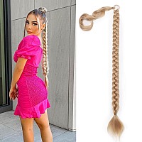 Charsun 32 Inch Long Braided Ponytail Extensions For Women Straight Wrap Around Hair Extensions With Hair Tie Natural Soft Diy