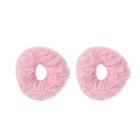 Small Fuzzy Fur Scrunchies Furry Pony Holder Set Of 2 Pink