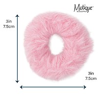 Small Fuzzy Fur Scrunchies Furry Pony Holder Set Of 2 Pink