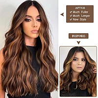 Wecan Clip In Long Wavy Synthetic Hair Extension 20 Inch 6Pcs Auburn Chestnut Thick Hairpieces Fiber Double Weft Hair For Wome