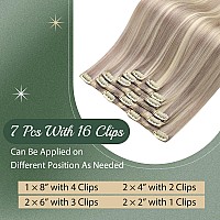 Ugeat Clip In Hair Extensions Human Hair Dirty Blonde Highlights Platinum Blonde 22 Inch Hair Extensions Human Hair Clip Ins Dou