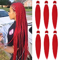 Red Braiding Hair Pre Stretched Red Ez Braid Yaki Texture 6Pcslot 26 Inches Professional Hot Water Setting Synthetic Braiding H