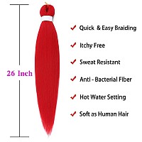 Red Braiding Hair Pre Stretched Red Ez Braid Yaki Texture 6Pcslot 26 Inches Professional Hot Water Setting Synthetic Braiding H