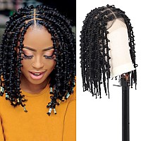 Lexqui 14 Short Knotless Braided Wigs For Women Box Braid Wig Butterfly Bob Braided Wigs Full Double Braided Lace Front Wig Wit