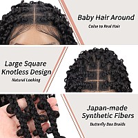 Lexqui 14 Short Knotless Braided Wigs For Women Box Braid Wig Butterfly Bob Braided Wigs Full Double Braided Lace Front Wig Wit