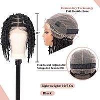 Lexqui 14 Short Knotless Braided Wigs For Women Box Braid Wig Butterfly Bob Braided Wigs Full Double Braided Lace Front Wig Wit