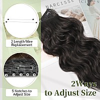 Kookastyle Invisible Wire Hair Extensions With Transparent Headband Adjustable Size 4 Secure Clips Long Wavy Secret Wire Hairpie