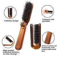 Sliverdew Hair Brush Foldable Mini Boar Bristle Travel Hair Brush For Women And Men Small Mini Compact Hairbrush Pocket Size C