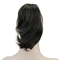 Imissu Cute Short Claw Ponytail Grab Hairpieces Thick Clip In Hair Extensions Little Pony Tail Hair Pieces (Black)