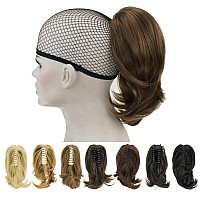 Imissu Cute Short Claw Ponytail Grab Hairpieces Thick Clip In Hair Extensions Little Pony Tail Hair Pieces (Light Brown)