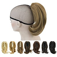 Imissu Cute Short Claw Ponytail Grab Hairpieces Thick Clip In Hair Extensions Little Pony Tail Hair Pieces (Ash Brown)