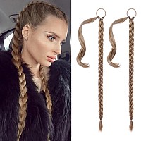 Seikea 2Pcs Long Braid Ponytail Extension With Hair Tie Long Straight Wrap Around Hair Extensions Ponytail Soft Synthetic Hair D