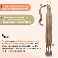 Seikea 2Pcs Long Braid Ponytail Extension With Hair Tie Long Straight Wrap Around Hair Extensions Ponytail Soft Synthetic Hair D