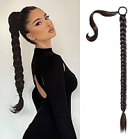 Seikea Upgraded Long Braid Ponytail Extension With Elastic Tie Straight Sleek Wrap Around Braid Hair Extensions Ponytail Natural